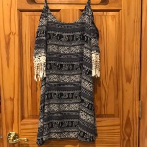Navy blue elephant print dress